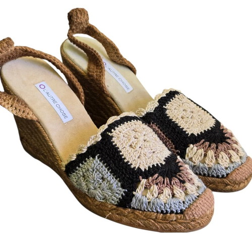 L'Autre Chose Platform Shoes New Italian Woven Espadrille Style