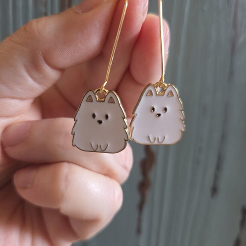 Earrings with Dog Design new, gold-colored steel