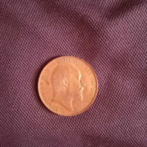 One Penny Coin 1902 from United Kingdom like new, copper