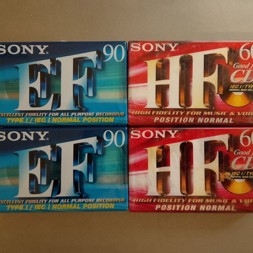 Sony audio cassette tapes sealed, pack of 4 pieces 2x60 & 2x90