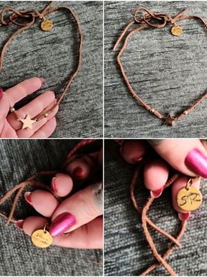 Stella & Dot R Κολιέ με αστέρι σαν καινούργιο, φυσικό σουέτ, ρυθμιζόμενο