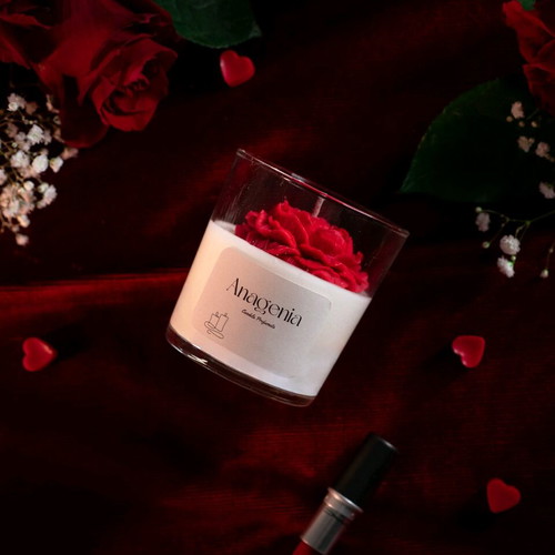 Valentine Rose soy candle with biscuit vanilla scent 320gr new