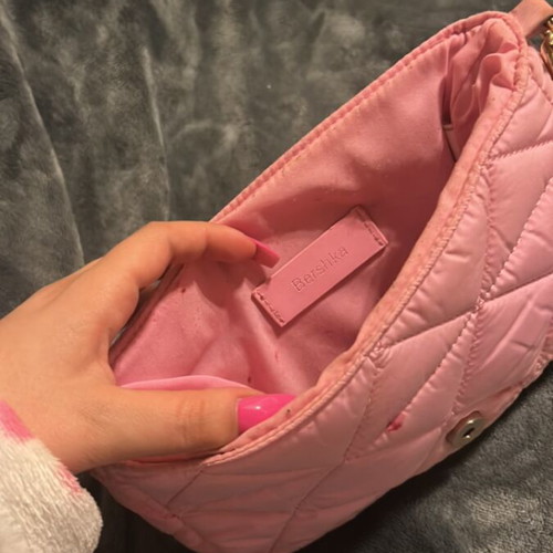 Bershka pink handheld bag used with rusted logo