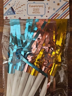 Party Whistles new, set of 6 pieces