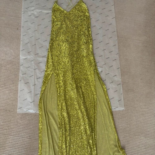 AGGI by Halewski Maxi Sequin Dress new, green-yellow