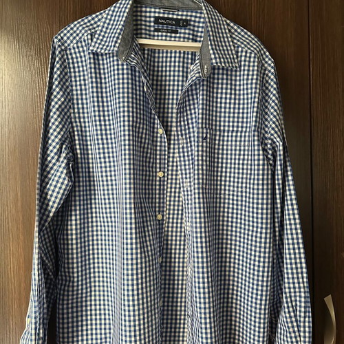 Nautica Classic Fit XL men's checked shirt blue and white like new