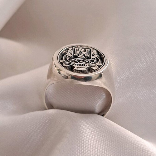 Silver ring 925 with engraved oxidized design, new