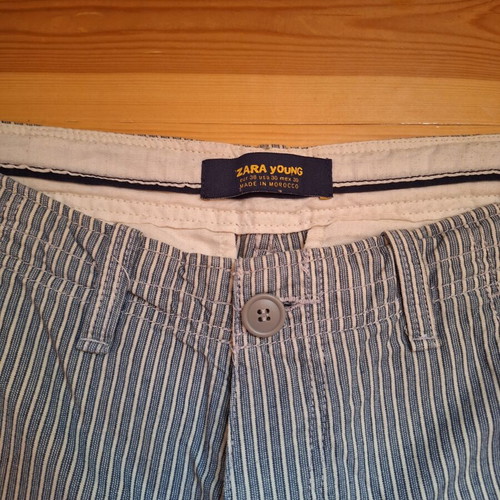 Zara striped bermuda shorts, white and grey, size S