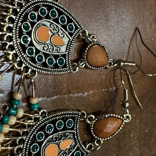 Boho earrings with beads new, multicolored