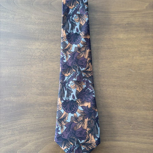 Bianchi vintage silk tie, floral botanical pattern
