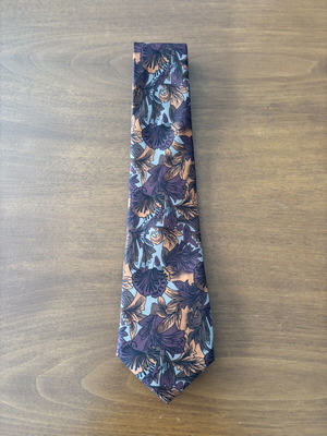 Bianchi vintage silk tie, floral botanical pattern