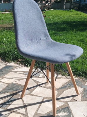 Soft dining chair in Eames style like new, blue denim fabric