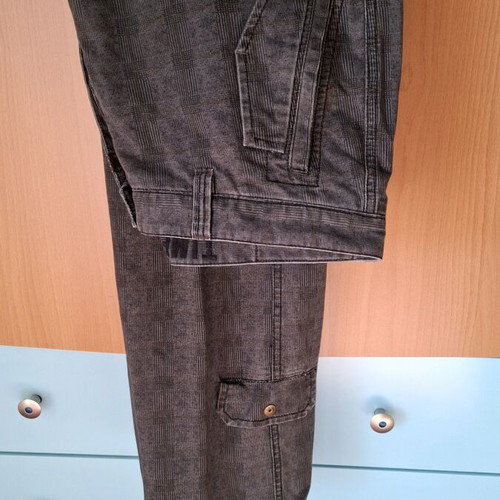 Men's cotton plaid jeans Timezone XL like new, black gray
