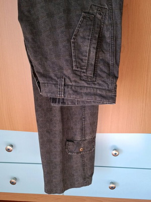 Men's cotton plaid jeans Timezone XL like new, black gray