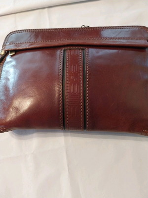 Χαρτοφύλακας unisex από boxer δέρμα, καφέ-κόκκινο, καινούργιος