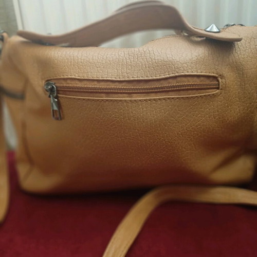 Tan Suede Shoulder Bag with Studs Like New