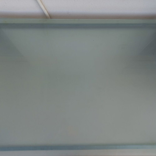 Metal kitchen balcony table with sandblasted glass, like new, 120x80cm