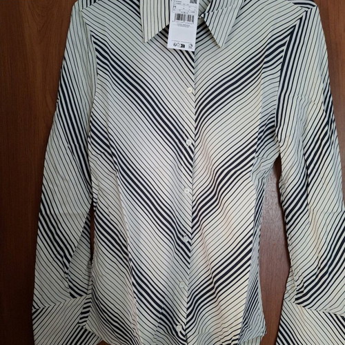 Mango shirt with bell sleeves viscose medium new, black and white