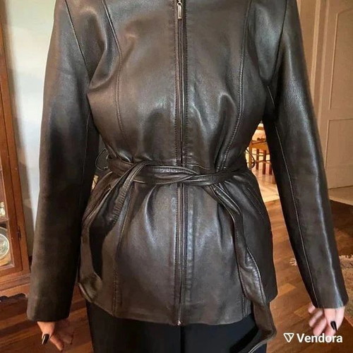 Leather jacket brown, like new, genuine leather, size S