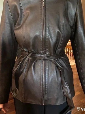 Leather jacket brown, like new, genuine leather, size S