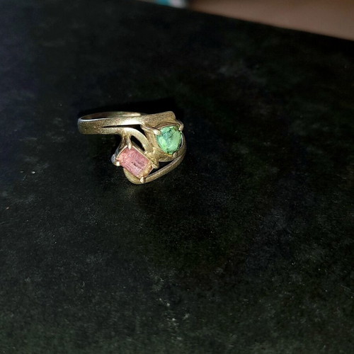 Silver ring 925 with fluorite gemstones, like new