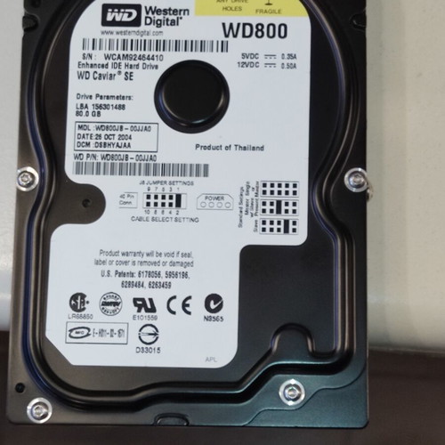 Western Digital IDE hard drive 80GB used, functional