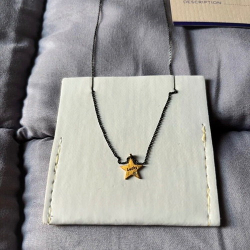Necklace with 14K yellow gold motif and diamond, silver chain