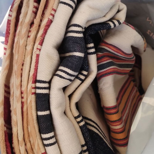 Authentic Cretan vourgies white with blue and red stripes, used