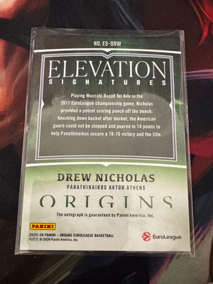 Panini Origins Euroleague Drew Nicholas Green Elevation Auto /5