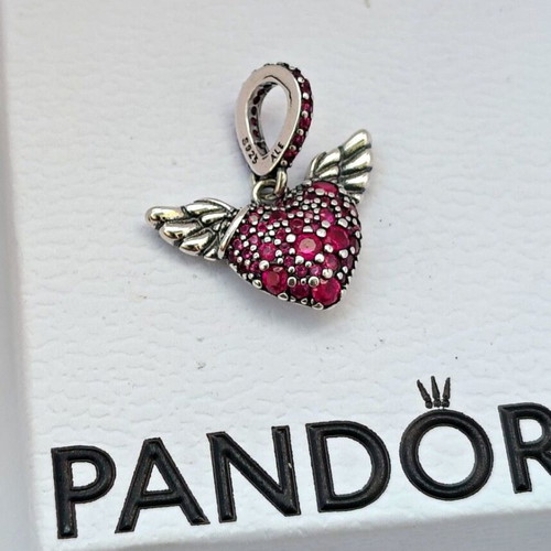 Pandora Charm Pink Heart with Angel Wings S925 ALE new