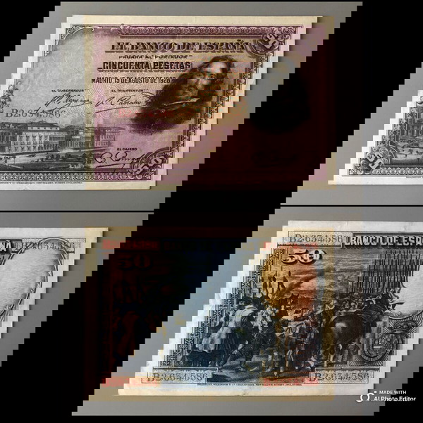Χαρτονόμισμα , Ισπανία 50 Pesetas 1928