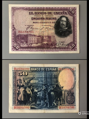 Χαρτονόμισμα Ισπανίας 50 Pesetas 1928 μεταχειρισμένο