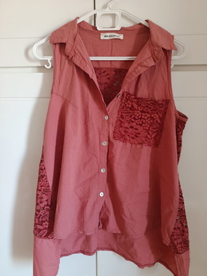 Summer shirt with lace back, new, dusty pink, size L