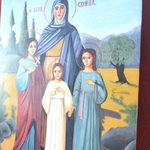Agiosofia icon used, handmade egg tempera on wood