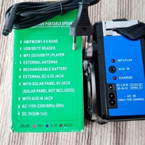 Radio receiver with powerful flashlight new, blue
