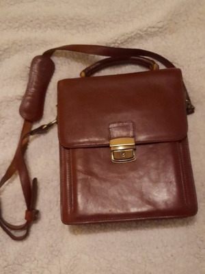 Δερμάτινο τσαντάκι αντρικό μεταχειρισμένο καφέ ταμπά με 4 θήκες