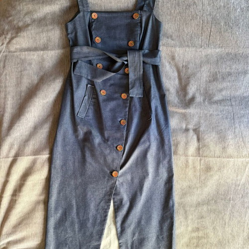 Chaton denim dress with straps and buttons new, size S, blue