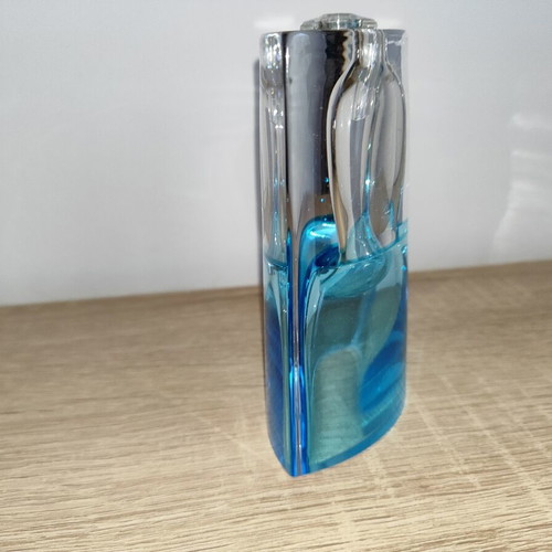 Krosno glass oil candle holder blue and clear, like new