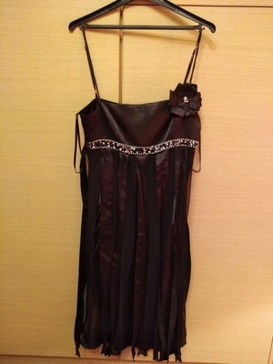Princess black satin dress like new with sparkling stones