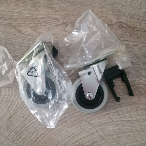 Metal caster wheels with brake, pair new
