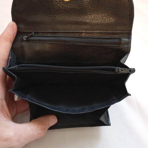 Men's leather wallet used, black genuine leather belt pouch