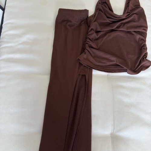 Shein brown elastic skirt and crop top set like new