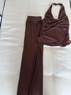 Shein brown elastic skirt and crop top set like new