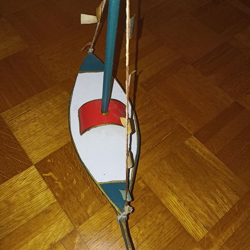 Handmade boat decoration used, paper and wood