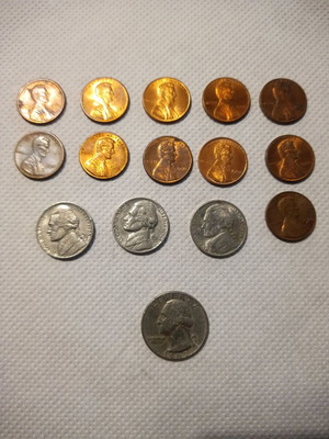 USA cent coins used, pack of 15 pieces