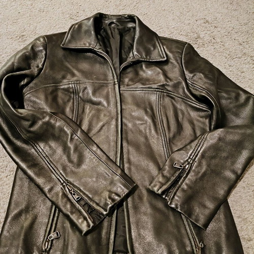 Leather jacket women's refurbished, size M, black