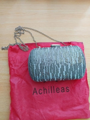 Τσάντα βραδινή clutch Achilleas ασημί καινούργια