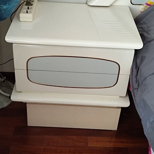 Bedroom furniture set with double bed, two nightstands, dressing table and mirror