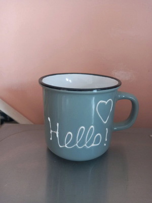 Mug like new with Hello! decoration