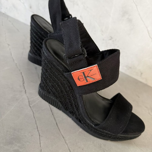 Calvin Klein Jeans Black Wedge Sandals Size 38 like new